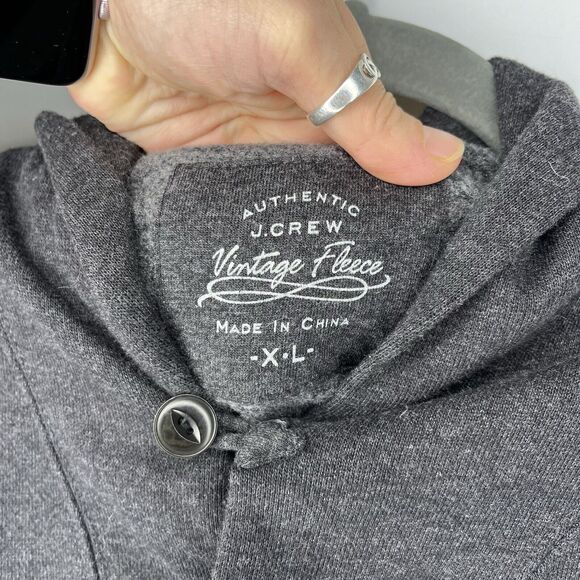 J. Crew Vintage Fleece Cowl Shawl Neck Sweatshirt Gray Pullover Men’s Size XL - Picture 5 of 7